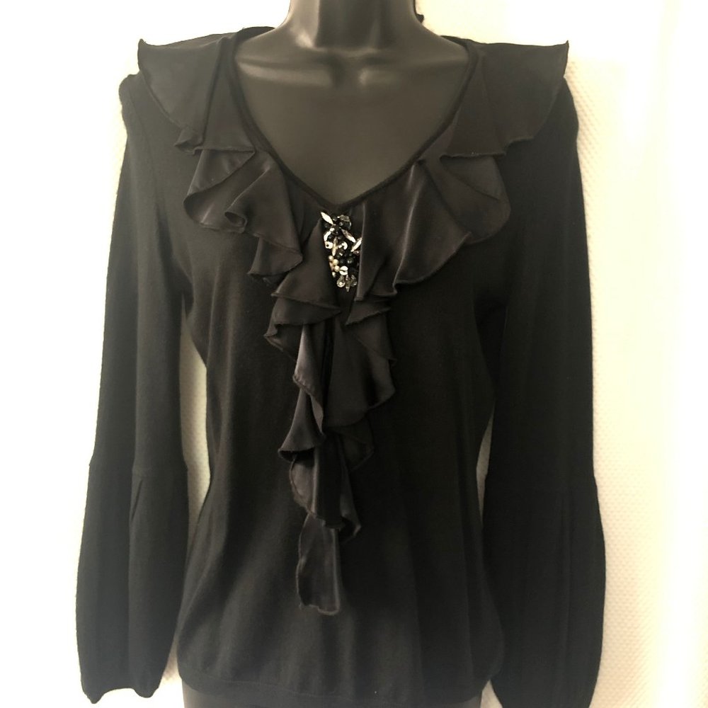 Magaschoni Black Silk Cashmere Sweater Top